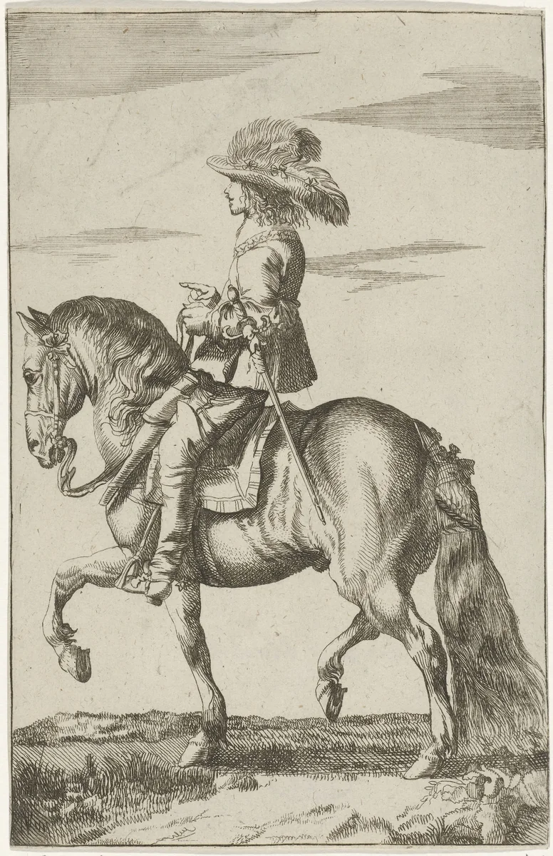 Ruiter by anonymous, print, 1623-1703