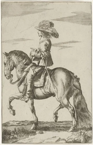 Ruiter by anonymous, print, 1623-1703