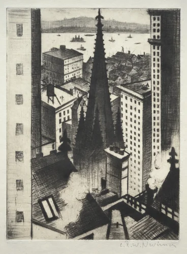 Temple of New York by Christopher Nevinson, print, 1919