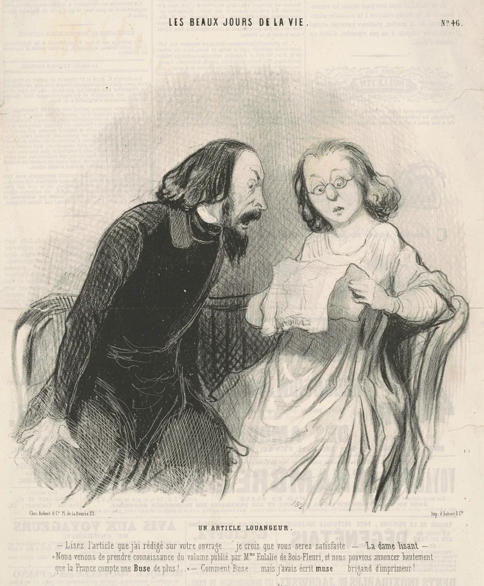 Un article louangeur by Honoré Daumier, print, 1845