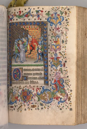 Hours of Charles the Noble, King of Navarre (1361-1425): fol. 169r, Christ Before Pilate by Master of the Brussels Initials and Associates, book, 1400-1410