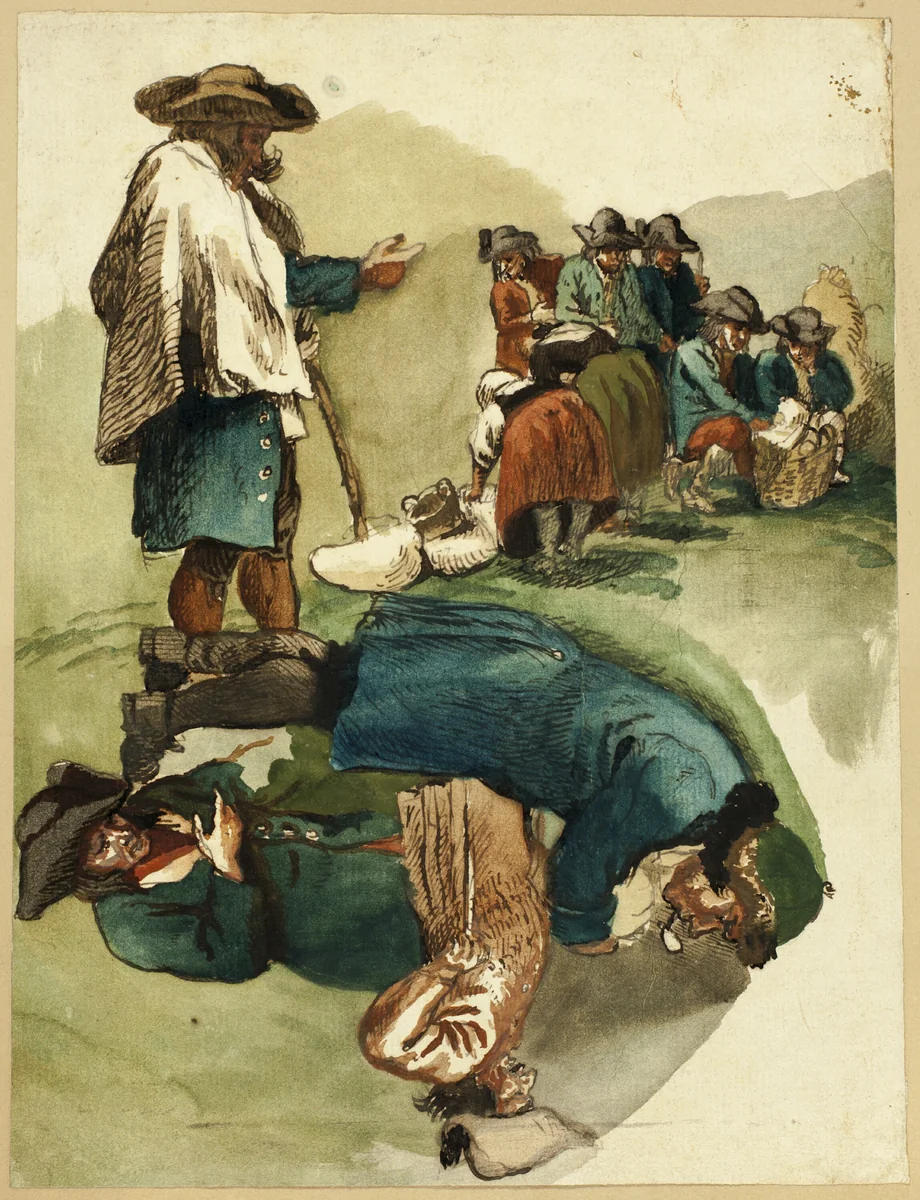 Sketches of Travelers by Unknown Artist, painting, 1700-1799