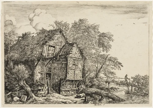 The Little Bridge by Jacob van Ruisdael, print, 1650-1682