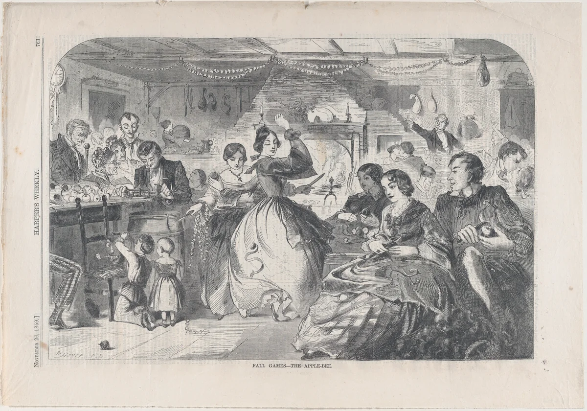 Fall Games – The Apple Bee (from "Harper's Weekly," Vol. III) by Winslow Homer, print, 1859