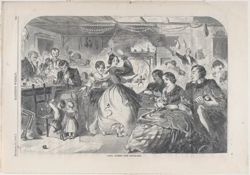Fall Games – The Apple Bee (from "Harper's Weekly," Vol. III) by Winslow Homer, print, 1859