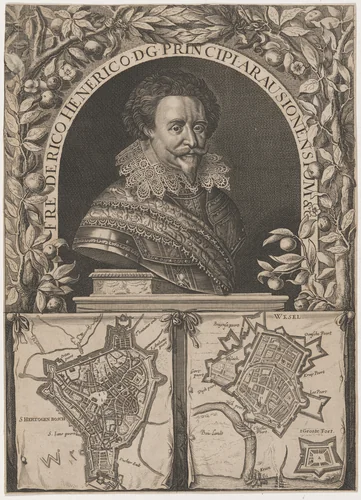 Frederick Henry of Orange With Two Maps by Unknown 19th Century, print, 1800-1899