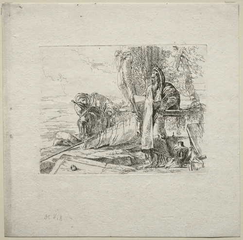 Various Caprices: The Philosopher Standing with Book by Giovanni Battista Tiepolo, print, 1730-1755