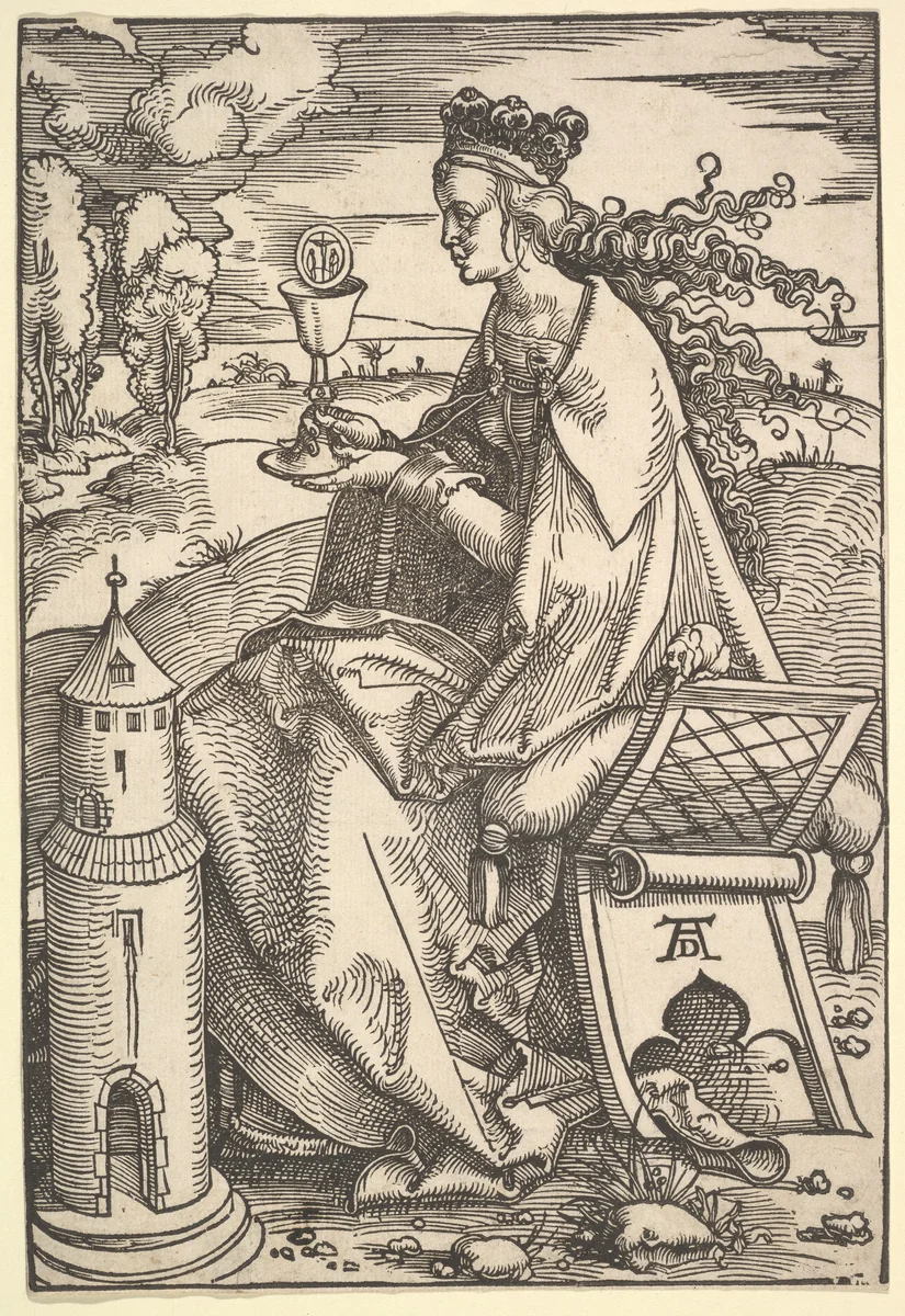 St. Barbara by Hans Baldung, print, 1500-1510