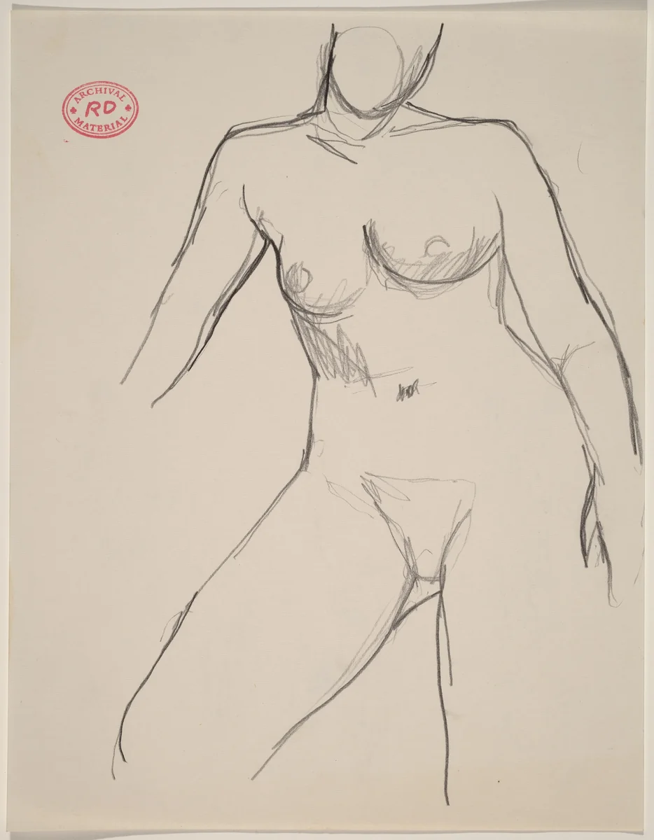 Untitled [contrapposto female nude] by Richard Diebenkorn, drawing, 1955-1967