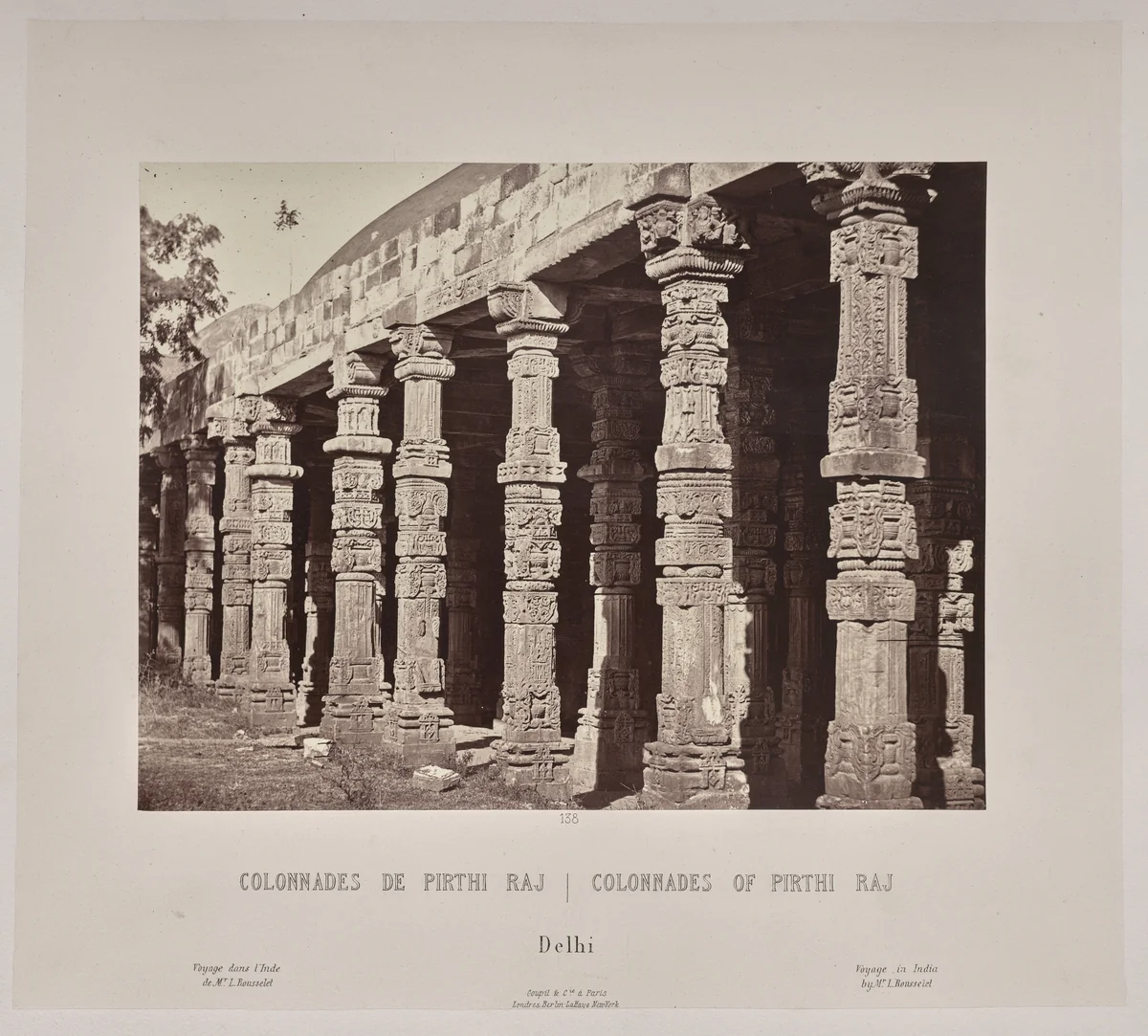 Colonnades of Pirthi Raj, Delhi by Louis-Théophile Marie Rousselet, photograph, 1865-1870