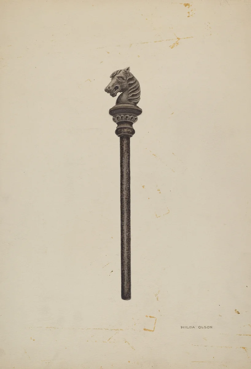 Horse Head Hitching Post by Hilda Olson, index of american design, 1939