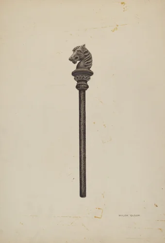 Horse Head Hitching Post by Hilda Olson, index of american design, 1939