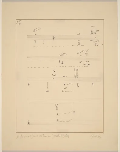 Solo for Violin (Concert for Piano and Orchestra): Sketch by John Cage, drawing, 1912-1992