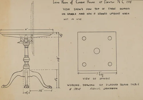 Tripod Table by Arthur Johnson, index of american design, 1936