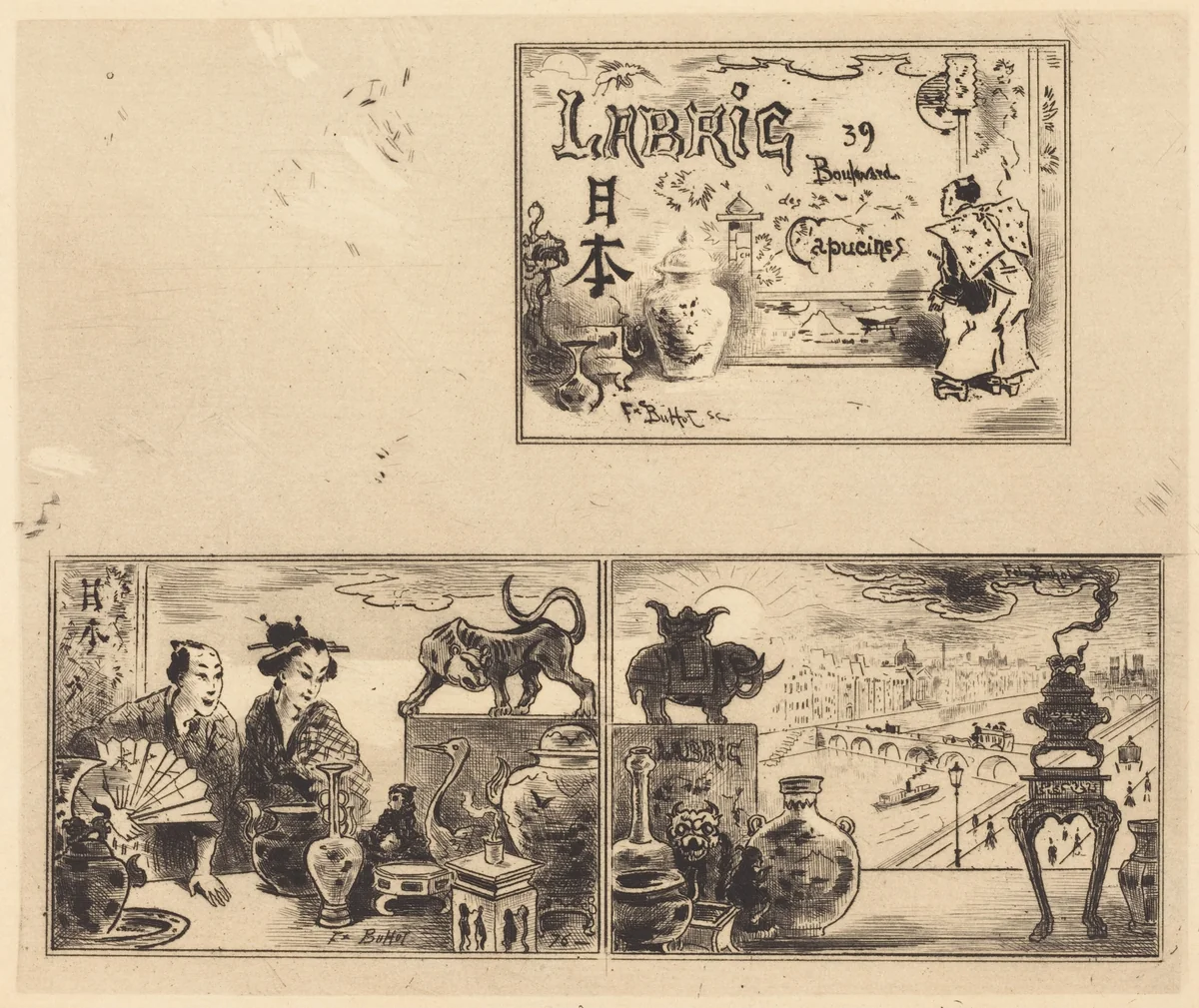 Adresse de Labric by Félix-Hilaire Buhot, print, 1876