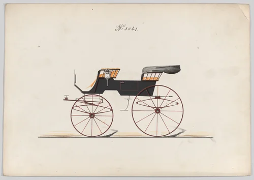 Design for 2 seat Phaeton, no. 3041 by Brewster & Co., drawing, 1874