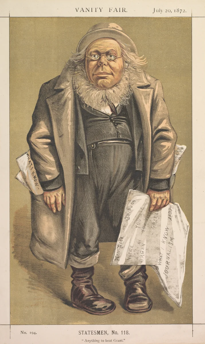 Vanity Fair: Statesman, No. 118 "Anything to Beat Grant" by Thomas Nast, print, 1872