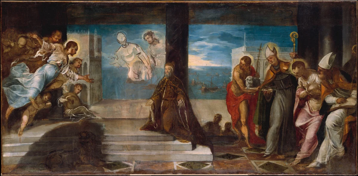 Doge Alvise Mocenigo (1507–1577) Presented to the Redeemer by Jacopo Tintoretto, painting, 1577