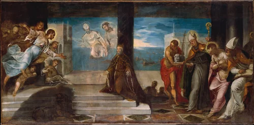 Doge Alvise Mocenigo (1507–1577) Presented to the Redeemer by Jacopo Tintoretto, painting, 1577