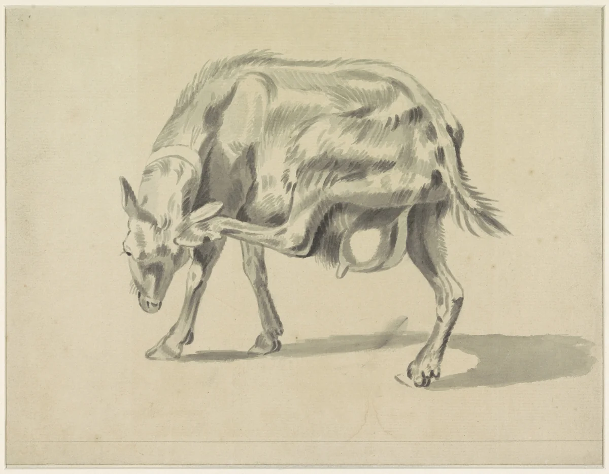 Zich krabbende geit by Hendrik Jozef Franciscus van der Poorten, drawing, 1840