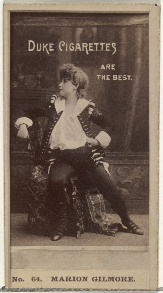 Card Number 64, Marion Gilmore, from the Actors and Actresses series (N145-6) issued by Duke Sons & Co. to promote Duke Cigarettes by W. Duke, Sons & Co., photograph, 1880-1889