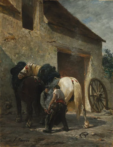 Blacksmiths by Émile Jacque, painting, 1887-1897