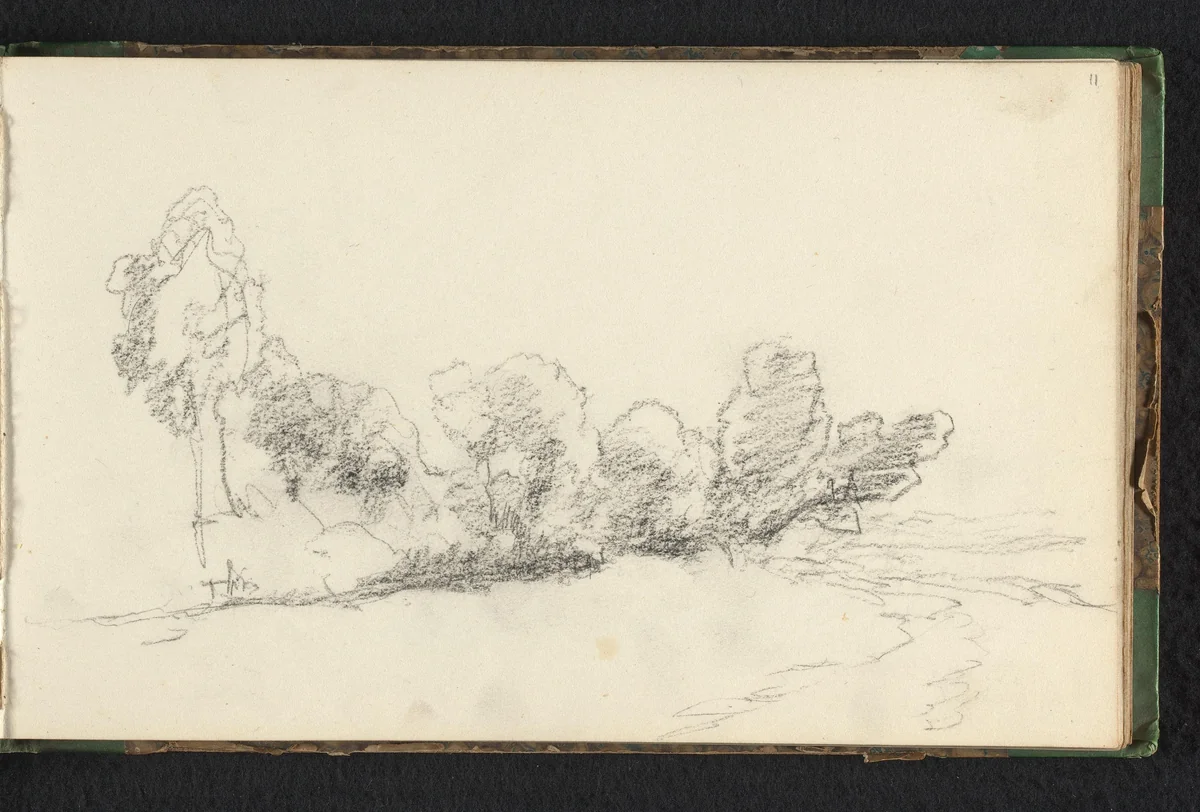 Landschap met bomen by Jan Bedijs Tom, drawing, 1823-1894