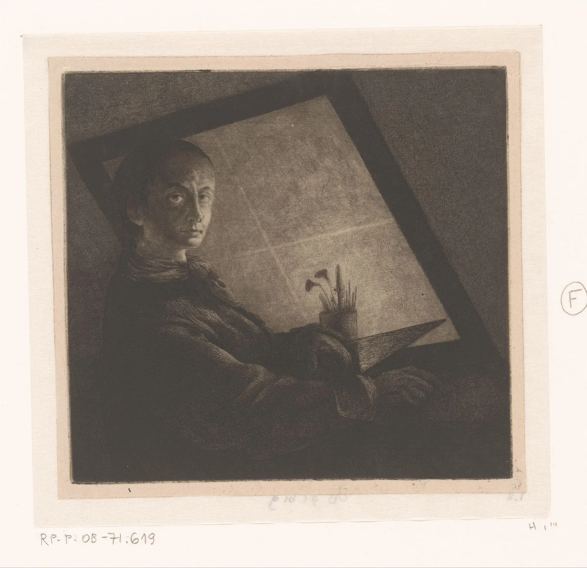 Portret van Jean Pierre Norblin de la Gourdaine by Jean Pierre Norblin de la Gourdaine, print, 1755-1830