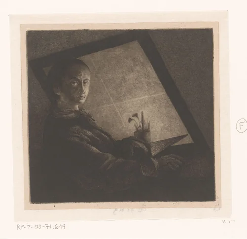 Portret van Jean Pierre Norblin de la Gourdaine by Jean Pierre Norblin de la Gourdaine, print, 1755-1830