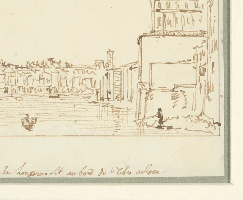 Gezicht op de Tiber in Rome bij de Longara by Victor Jean Nicolle, drawing, 1787-1811