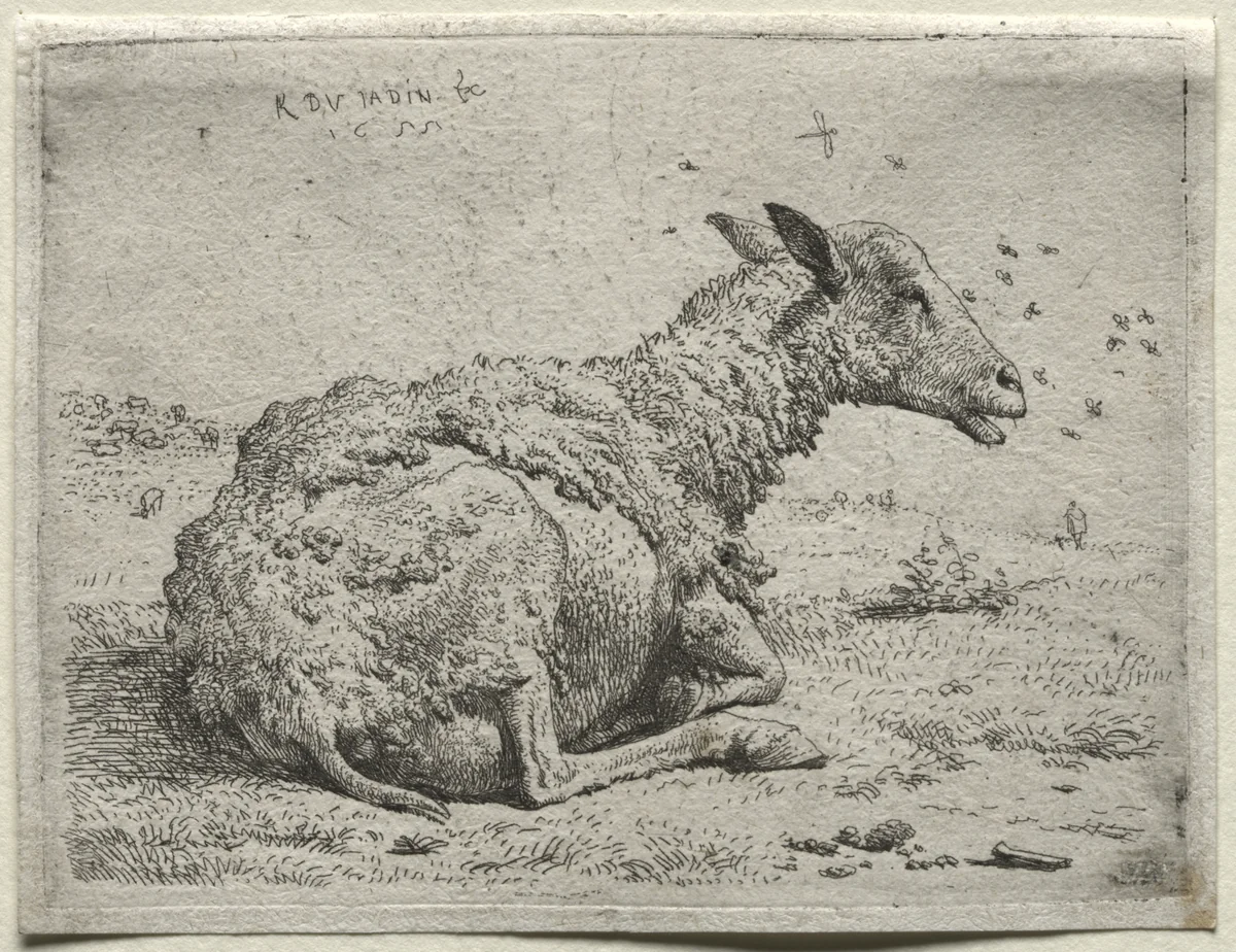 The Sheep and the Flies by Karel Dujardin, print, 1650-1660