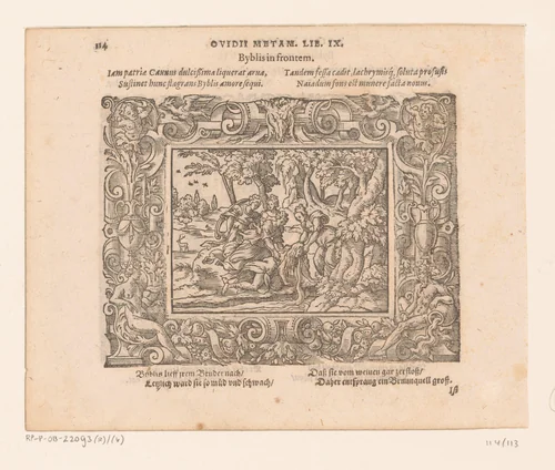 Byblis in een beek veranderd by Virgilius Solis, print, 1569