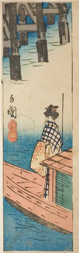 Pleasure Boat at Ryogoku Bridge (Ryogoku suzumibune), section of a sheet from the series "Cutouts of Famous Places in Edo (Harimaze Koto meisho)" by Utagawa Hiroshige (歌川広重), print, 1852
