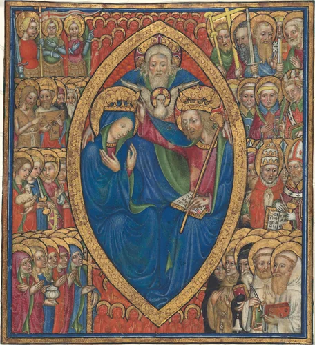 Coronation of the Virgin with the Trinity and Saints by Olivetan Master, drawing, 1440