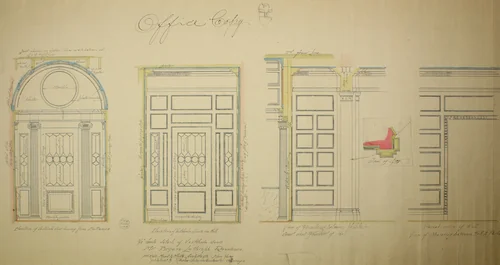 Vestibule Doors, Bryan Lathrop House, Chicago, Illinois, Shop Drawing by McKim, Mead and White, drawing, 1892