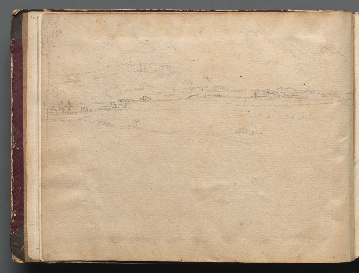 Album with Views of Rome and Surroundings, Landscape Studies, page 03b: Roman Panoramic Landscape by Franz Nadorp, book, 1830-1870