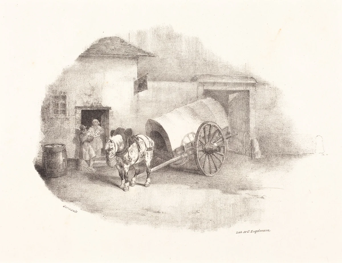 Cheval de charrette sorti des Limons by Théodore Gericault, print, 1791-1824