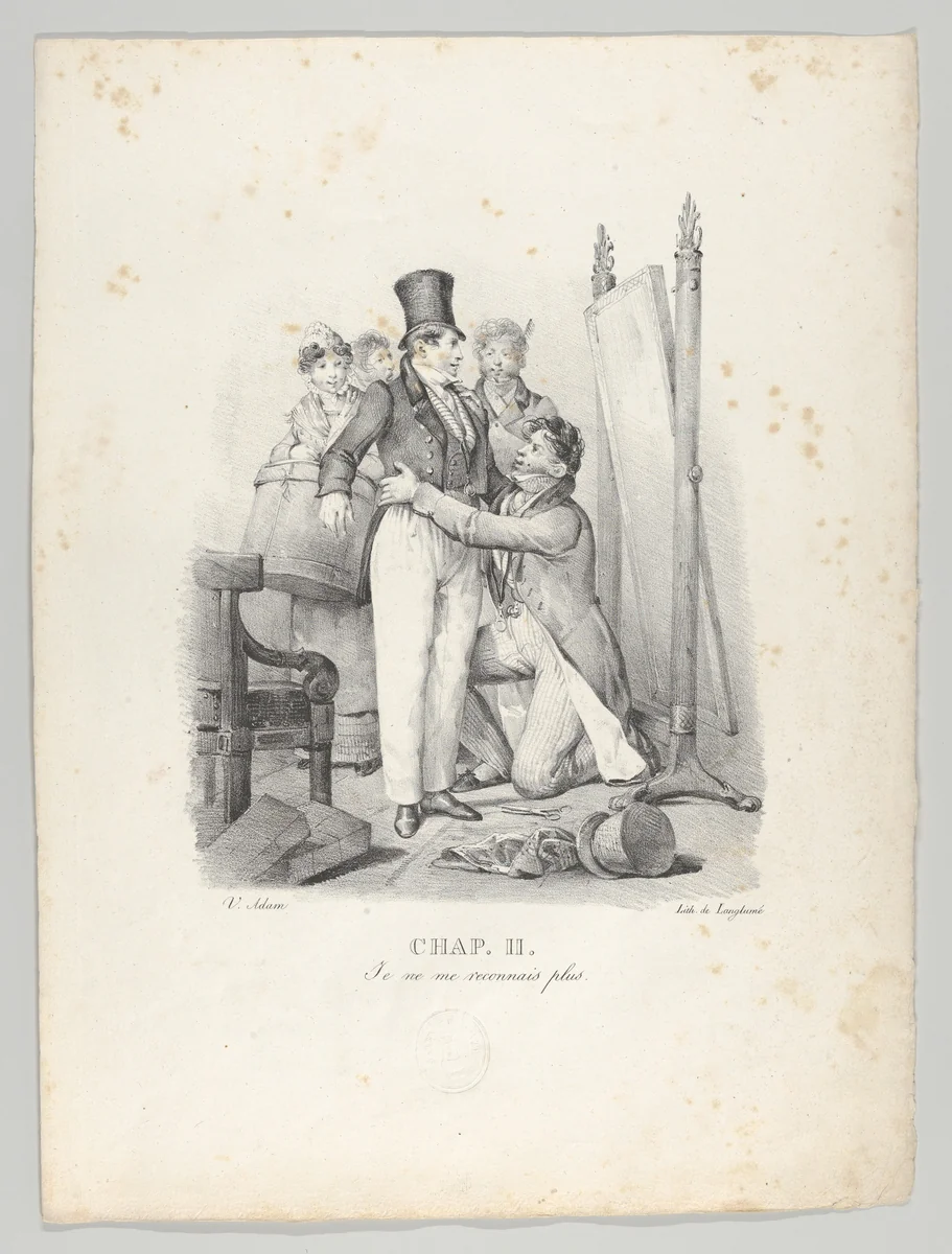 Chap. II: Je ne me reconnais plus (I No Longer Recognize Myself) by Victor Adam, print, 1824