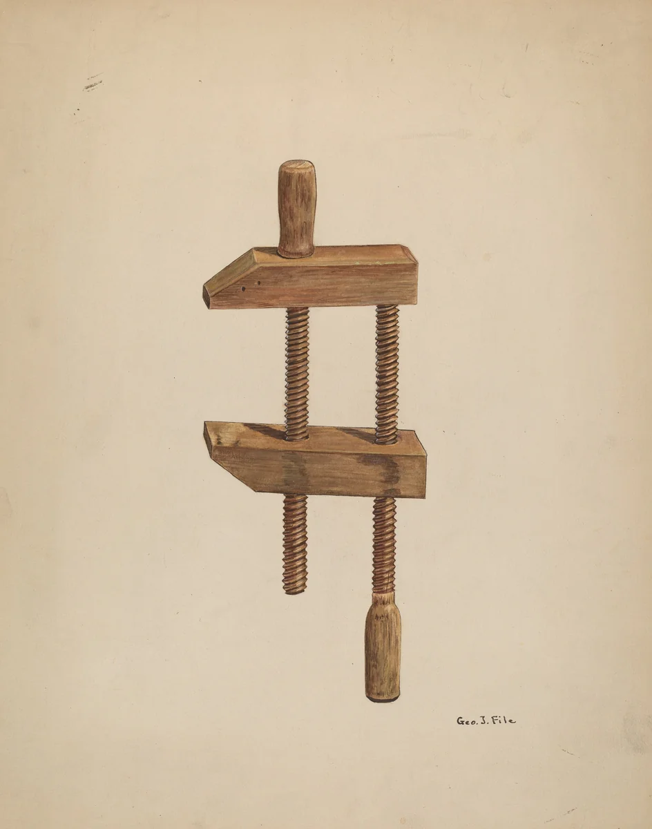 Walnut Screw Clamp by George File, index of american design, 1937