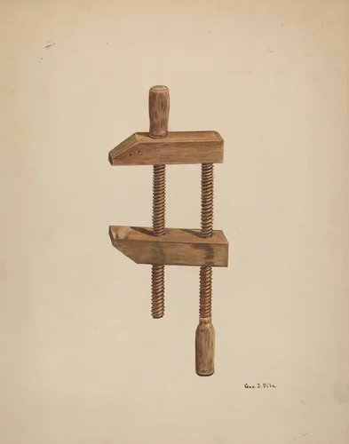 Walnut Screw Clamp by George File, index of american design, 1937