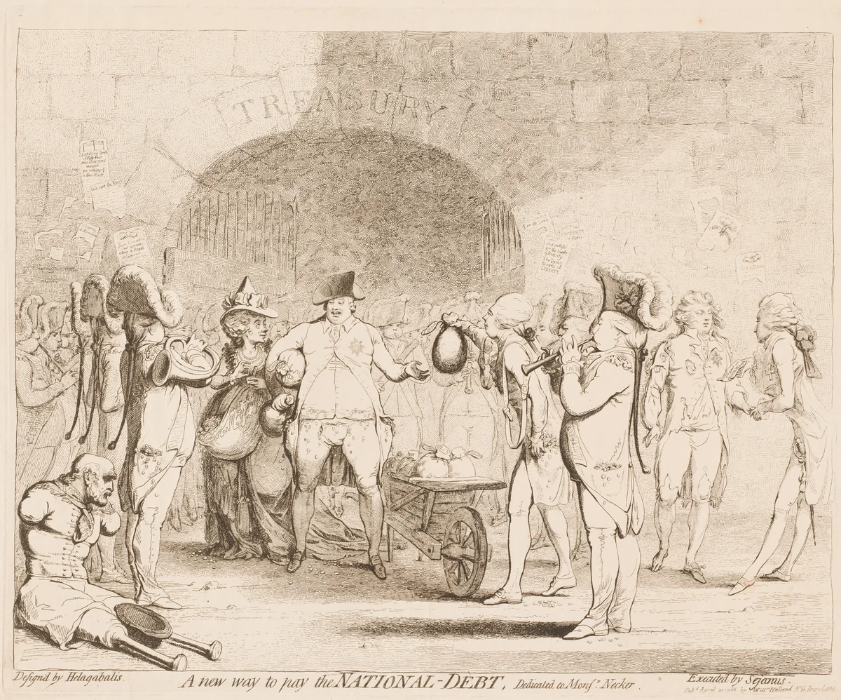 A New Way to Pay the National-Debt by James Gillray, print, 1786