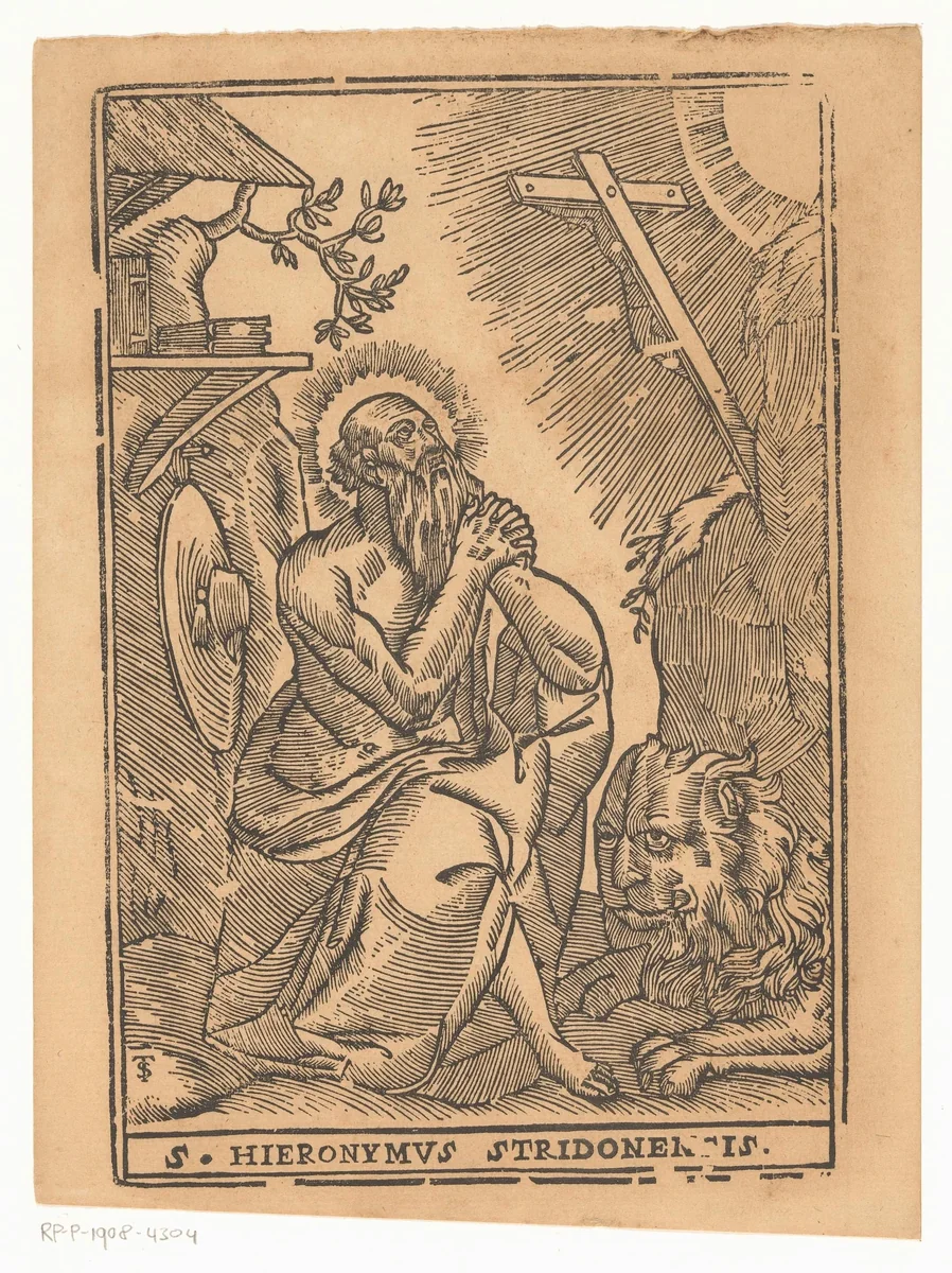 Heilige Hieronymus by anonymous, print, 1500-1599