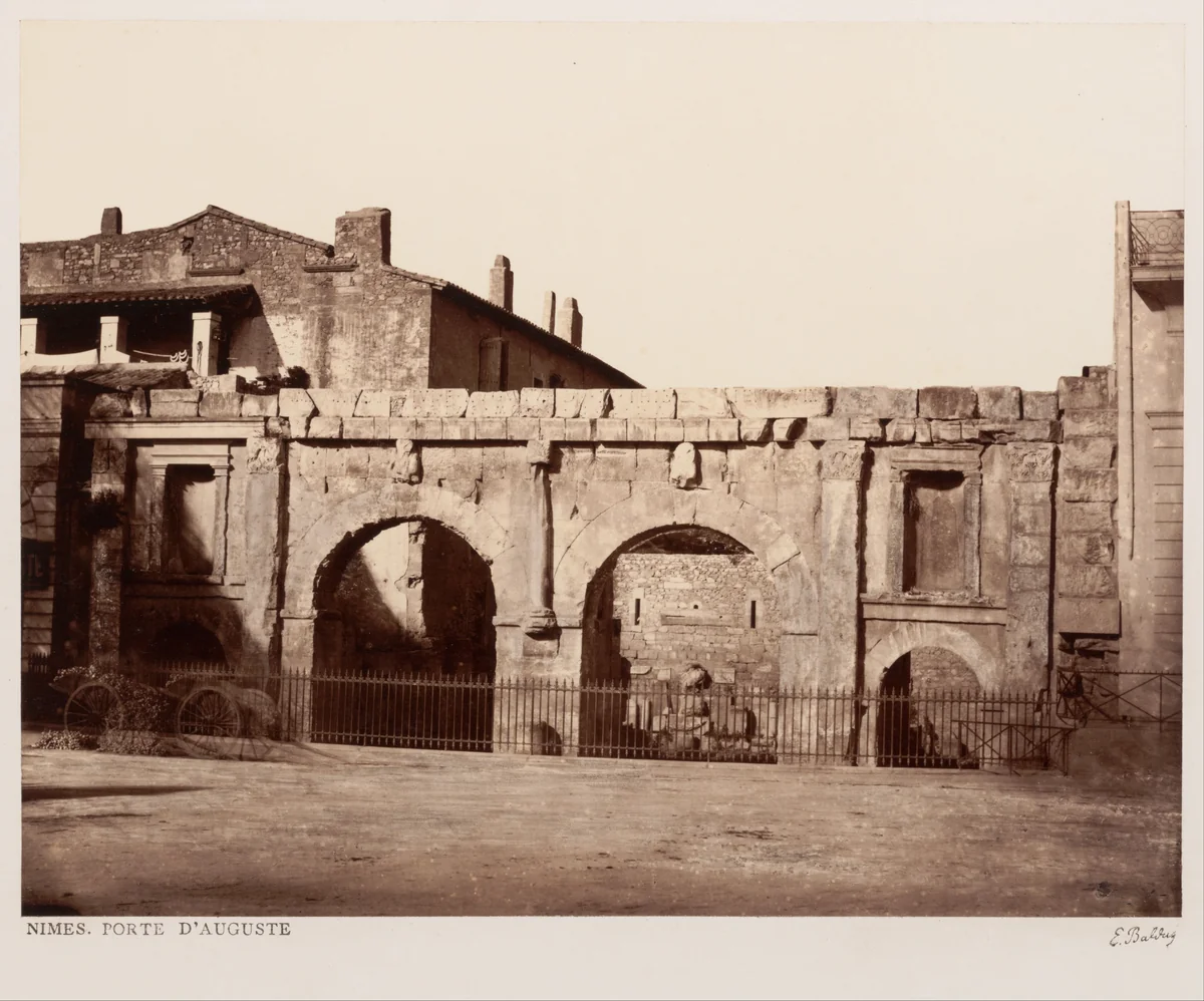 Nîmes, Porte d'Auguste by Edouard Baldus, photograph, 1863-1865