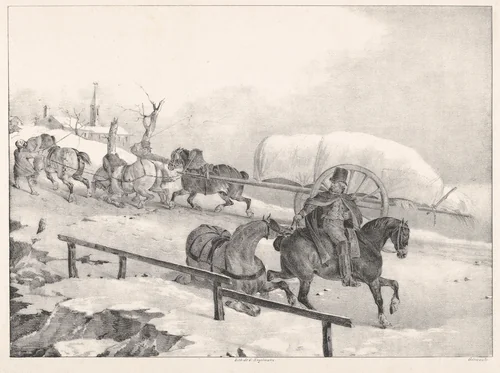 Wagoner Climbing a Hill, from "Four Diverse Subjects" (Quatre sujets divers) by Théodore Gericault, print, 1791-1824