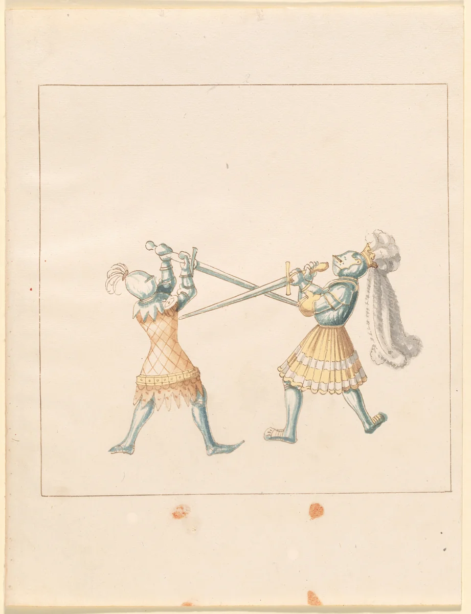 Foot Combat with Longswords by German 16th Century, drawing, 1515