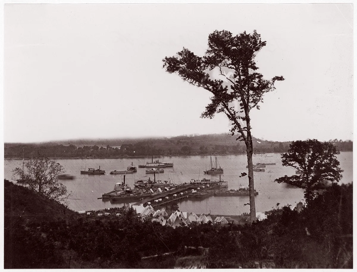 [Transports and Steamers, Belle Plain Landing, Virginia] by Timothy O'Sullivan, photograph, 1864