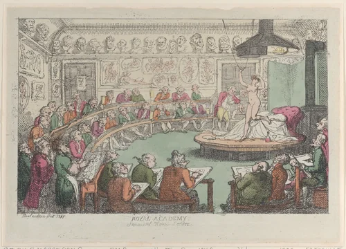 Royal Academy, Somerset House, London by Thomas Rowlandson, print, 1801-1811