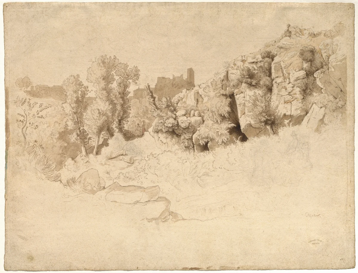 Rock Formations near Olevano by Heinrich Dreber, drawing, 1847-1848
