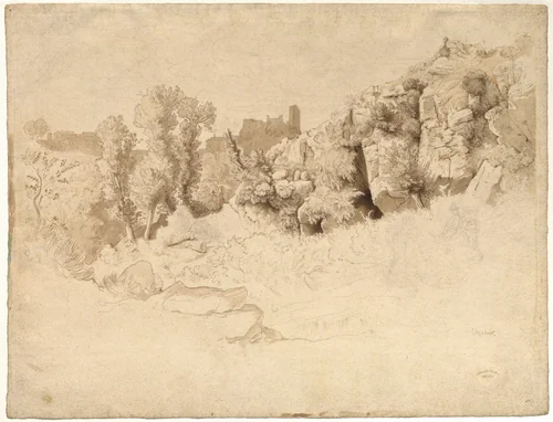 Rock Formations near Olevano by Heinrich Dreber, drawing, 1847-1848