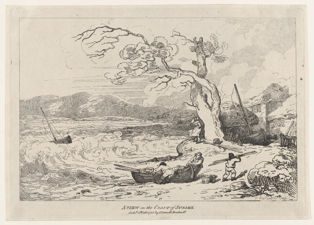 A View on the Coast of Sussex by Thomas Rowlandson, print, 1785